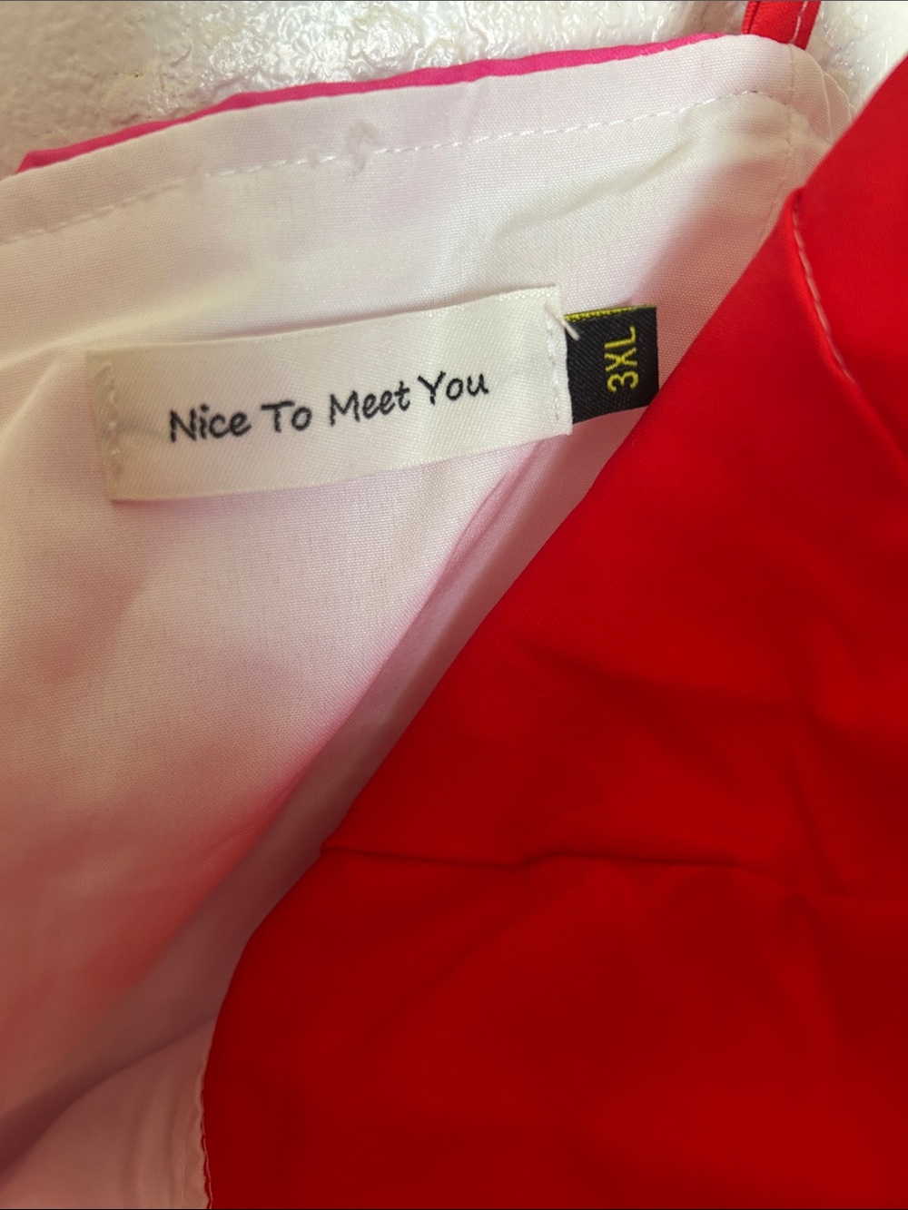 Colorful Pink & Red Printed 3X Sundress side pockets. - Picture 8 of 10
